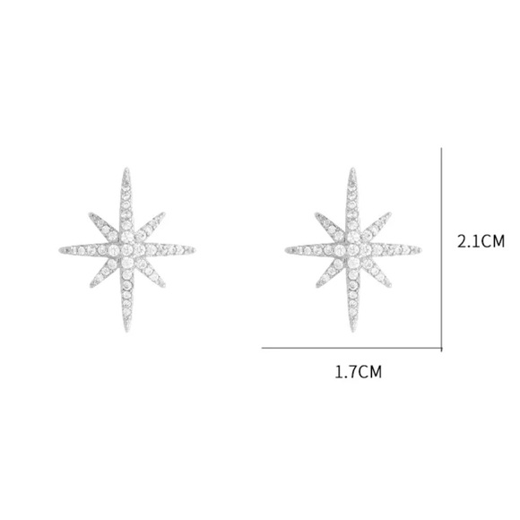 **NEW Silver Diamond Star Drop Earrings - Picture 6 of 6